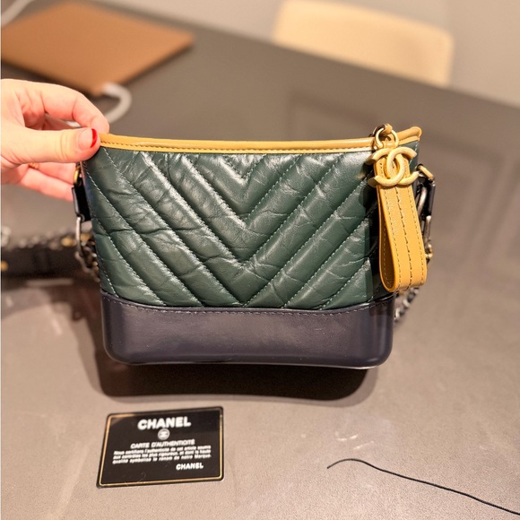 Chanel Green and Tan Quilted Small Gabriel Bag - Picture 12 of 13